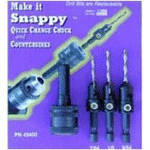 1/4-Inch Hex Power Bit Shank Snappy Tools 43400-3-Piece Gold Screw Countersinks For #6-#10 Hard Wood Screws and #8-#12 Soft Wood Screws Quick Change Chuck Set 1/8-Inch Hex Key 